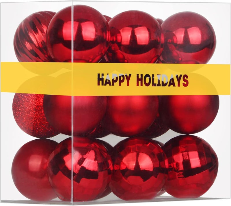 GameXcel Rose Red 2.5" Christmas Balls Christmas Tree Decoration Ornaments Shatterproof Hanging Balls for Birthday Halloween Holiday Wedding Decorations Set of 18pcs - Image 1